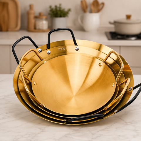 201 stainless steel double handle wok for gas and induction cooktops