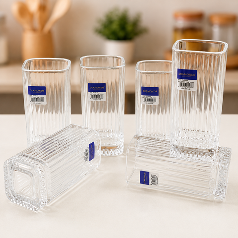 315ml Diamond Brand Square Shape Premium Glass Tumbler