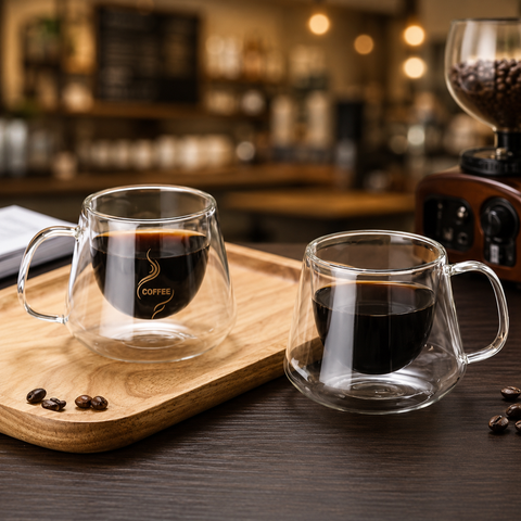 Double Wall Borosilicate Glass Coffee Mug 200ml | Insulated Clear Glass Cup for Espresso, Cappuccino, Latte & Tea