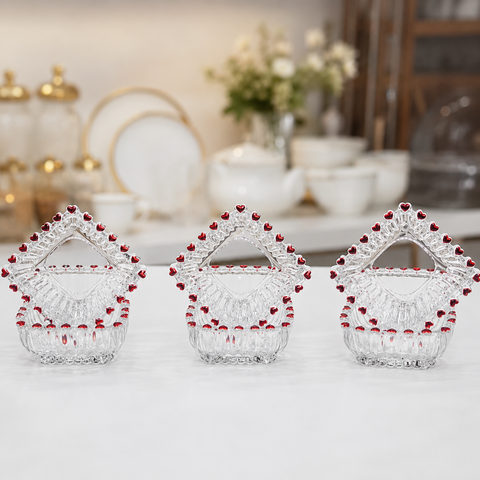 Premium Heart Shape Glass Bowl Set (6 Pieces) | Elegant Dessert, Fruit & Snack Serving Bowl Set