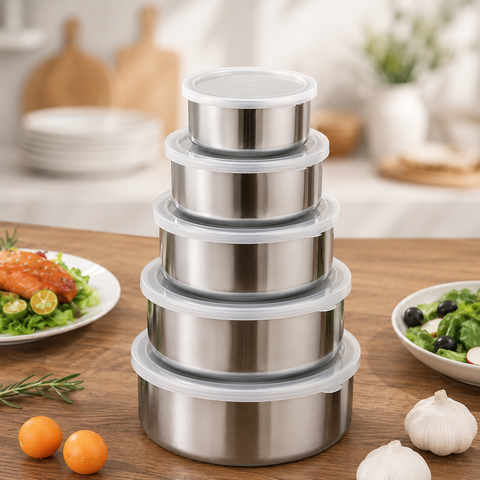 5-piece stainless steel hot pot and casserole warmer set