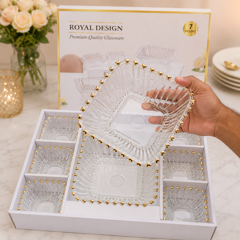 Elegant square glass serving bowl set for desserts and fruits