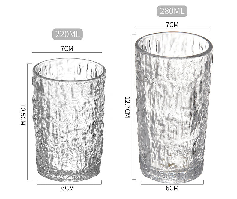Customized Textured Floral Glass Tumbler Set – 6 Pcs | Premium Clear Drinking Glasses for Water, Juice & Tea