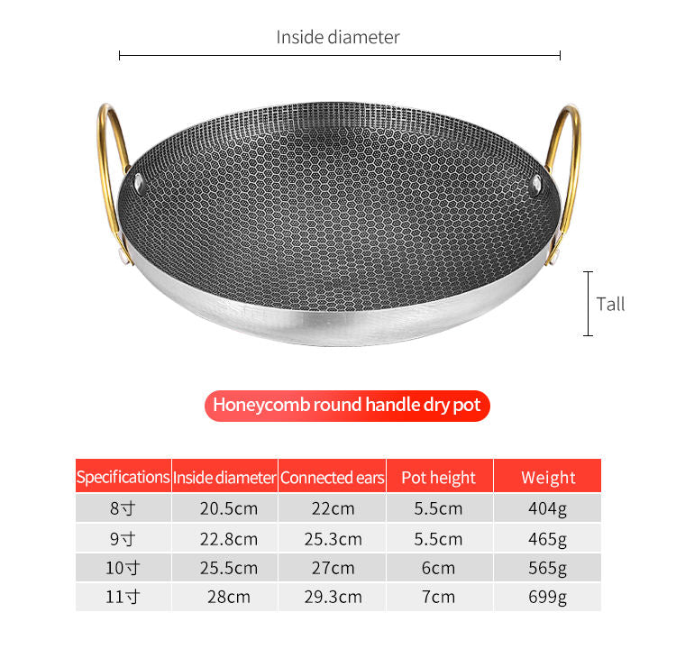 DS54 Stainless Steel Honeycomb Non-Stick Frying Pan | 8/9/10/11 Inch Kitchen Cooking Pan