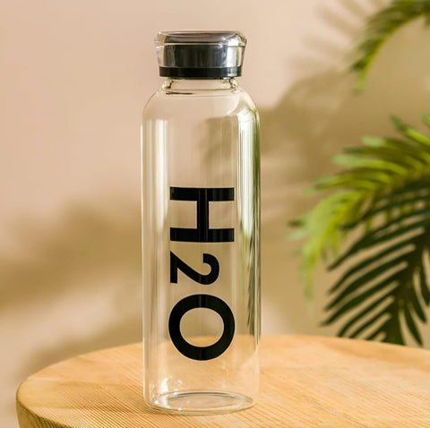 Heat-resistant reusable glass water bottle