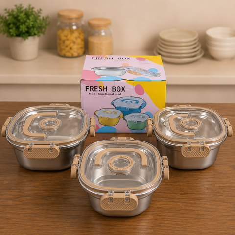 Large capacity stainless steel lunch box for office
