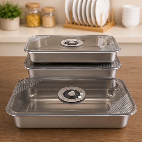 Large capacity stainless steel lunch box with sealed lid