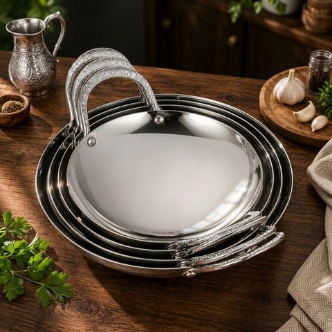 Stainless steel small dry pot with double handles