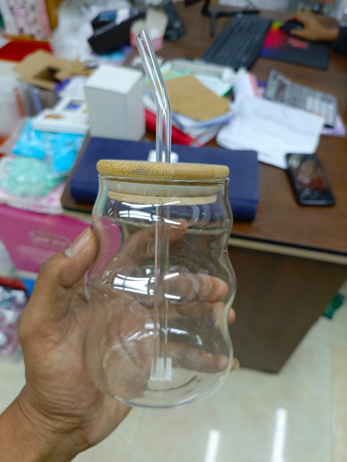 Environmentally Friendly Borosilicate Glass Cup – With Lid & Straw