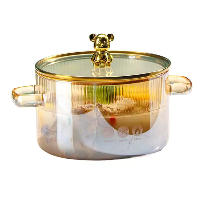 
1.5L transparent glass soup pot for healthy cooking