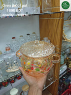 Hammer Pattern Clear Borosilicate Glass Pot with Double Ear Handle