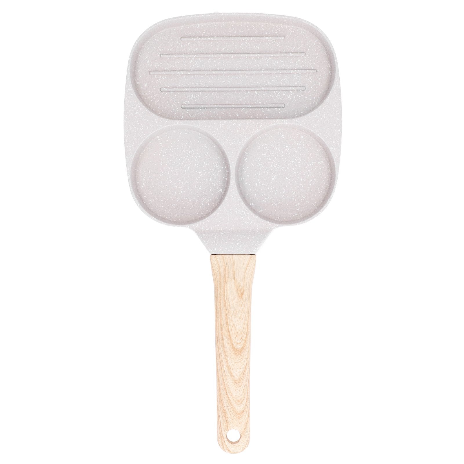 JIO 3-Hole Non-Stick Die-Cast Frying Pan – Marble Coating Egg & Steak Pan for Breakfast