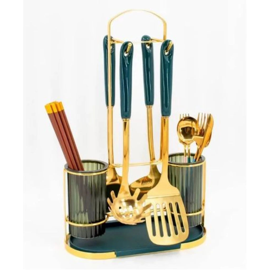 Kitchen Utensil Holder Countertop – 2 Cups Cooking Cutlery Rack