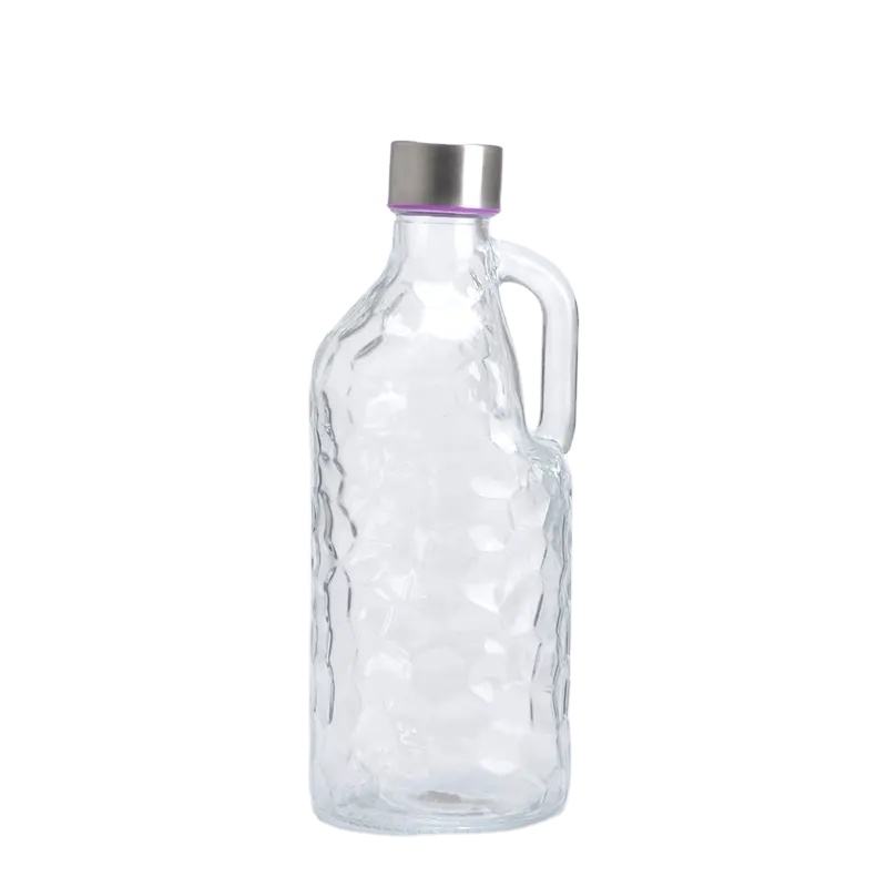 1000ml Transparent Glass Bottle with Airtight Cap for Water and Juice