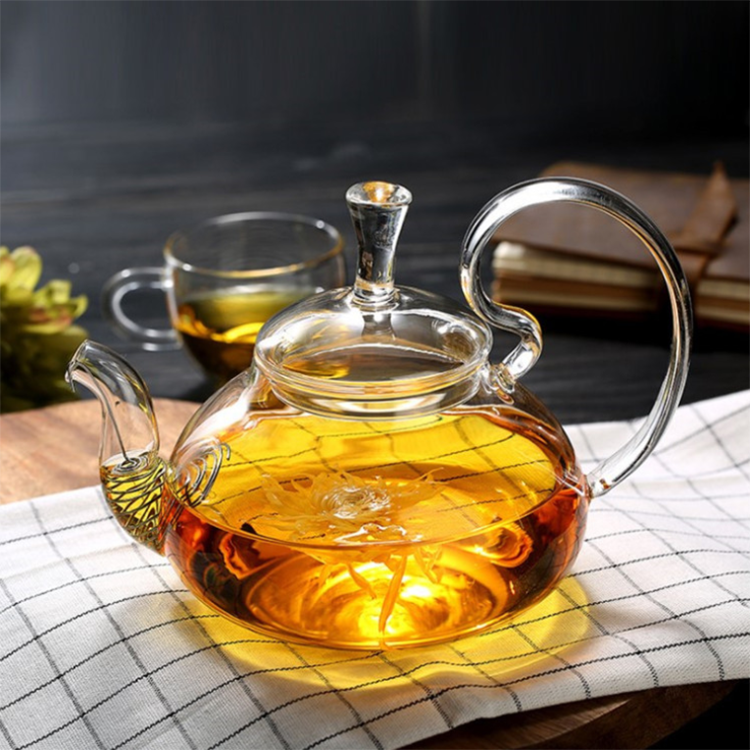 
1000ml clear borosilicate tea pot for home and office