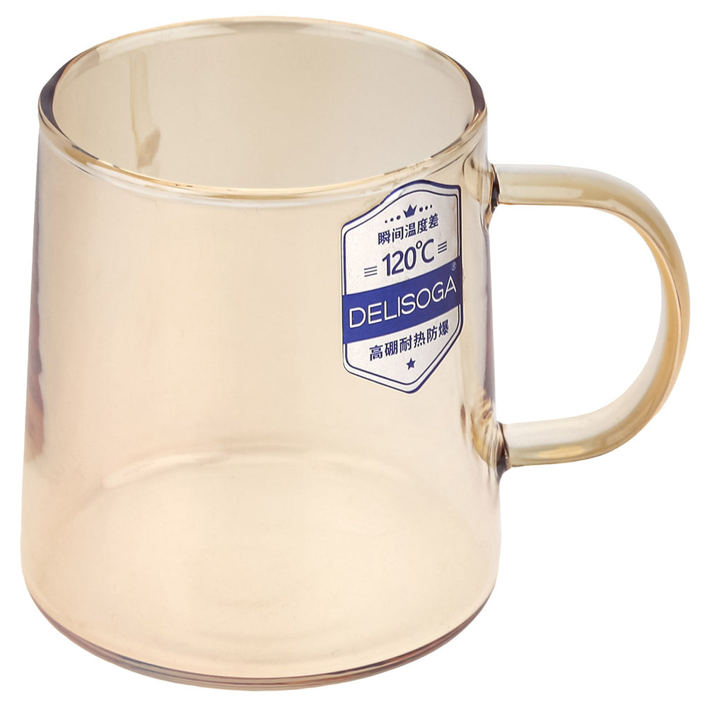 Glass Mug Lightweight Borosilicate Glass with Golden Round Design