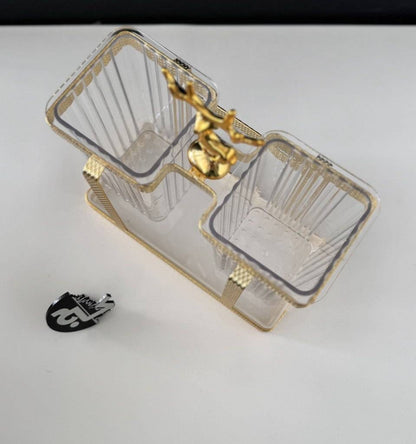 Stylish Home Kitchen Tableware Organizer Rack Gold Plating Metal Green Plastic Cutlery Holder with Drain Tray