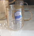Glass Mug Lightweight Borosilicate Glass with Golden Round Design