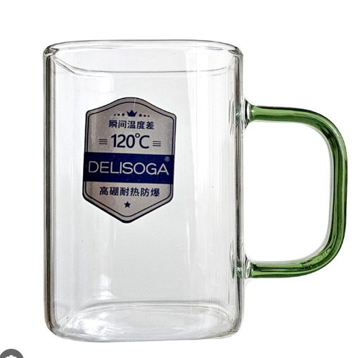 Borosilicate Glass Coffee Mug with Colored Handle – Heat Resistant Glass Cup