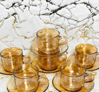 European Gold 200ml Glass Cup with Saucer – Elegant Tea Cups &amp; Saucers