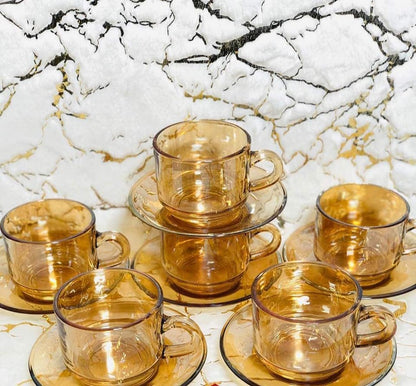 
Premium European style glass coffee cup and saucer set