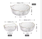 830ml Japanese-Style Iceberg Glass Bowl – Gold Rim Transparent Bowl