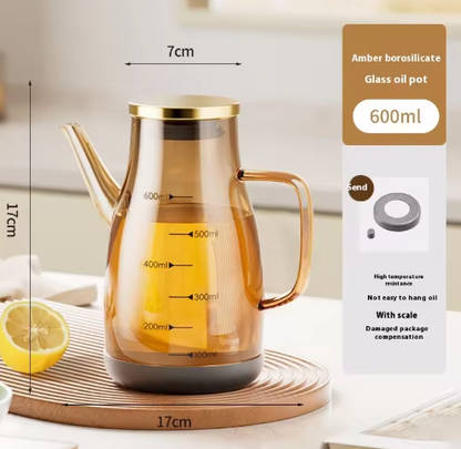 Large Capacity Borosilicate Glass Oil Pot – Non-Hanging Household Container
