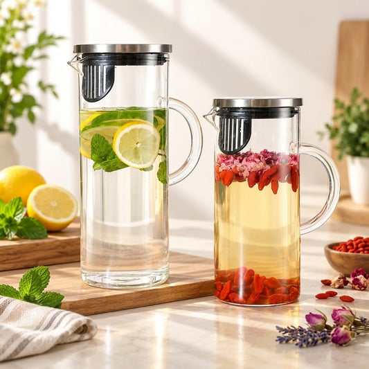 1500ml borosilicate glass pitcher with lid