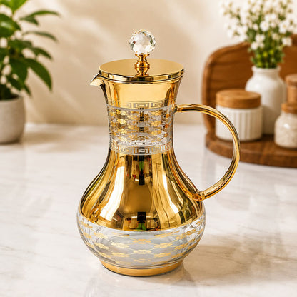 1700ml borosilicate glass jug with gold finish