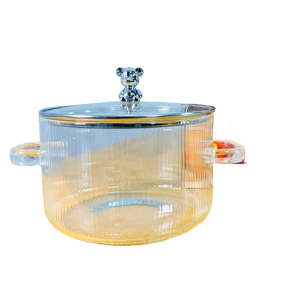 1500ml High Borosilicate Glass Stew Pot with Glass Lid | Heat-Resistant Soup & Cooking Pot