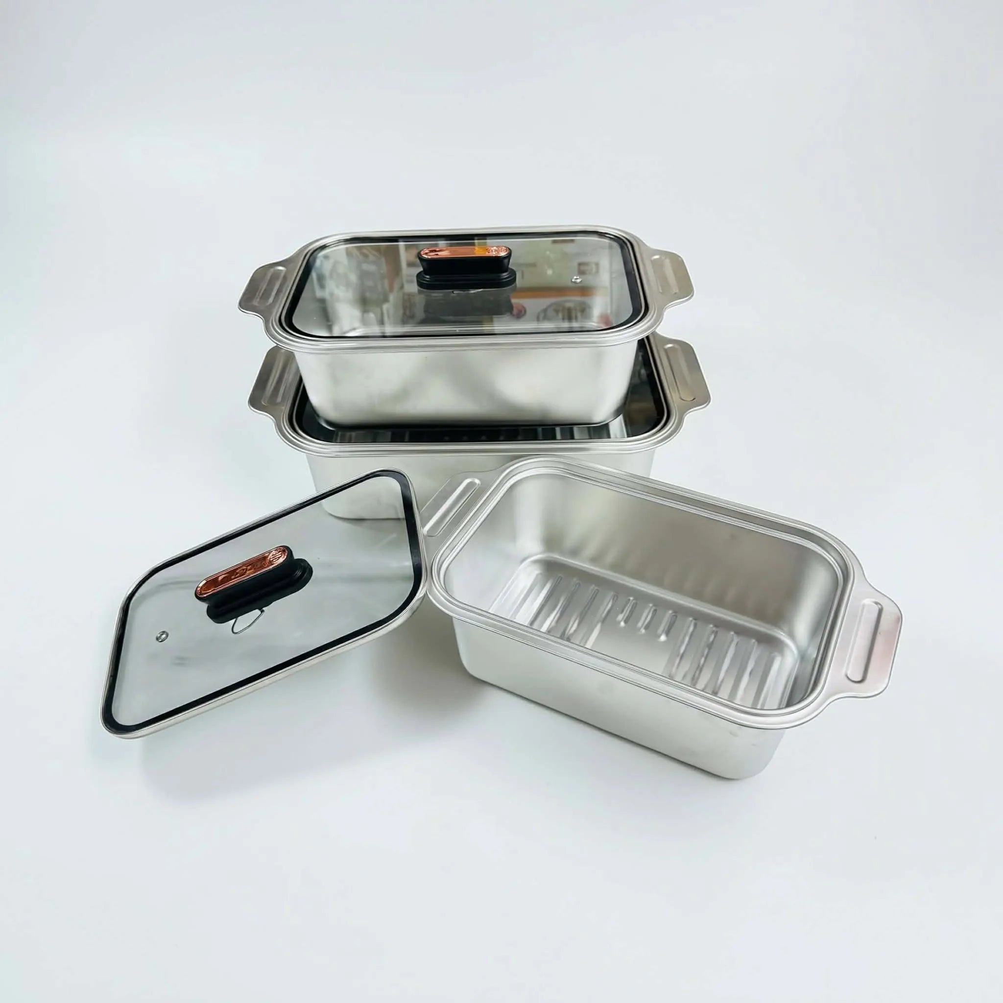 304 Stainless Steel Rectangle Baking Pan Food Tray for Home Kitchen for Restaurant Use (Deep)