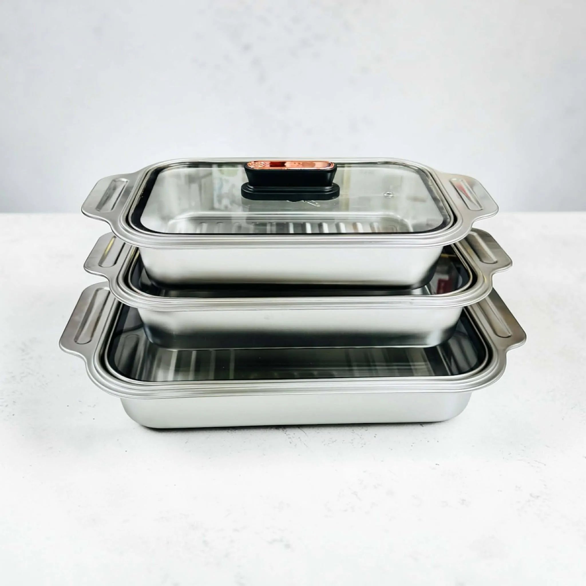 304 Stainless Steel Rectangle Baking Pan Food Tray for Home Kitchen for Restaurant Use (Flat)