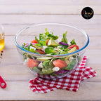 Premium High Borosilicate Glass Salad Bowl – Heat Resistant Microwave Safe Transparent Serving Bowl