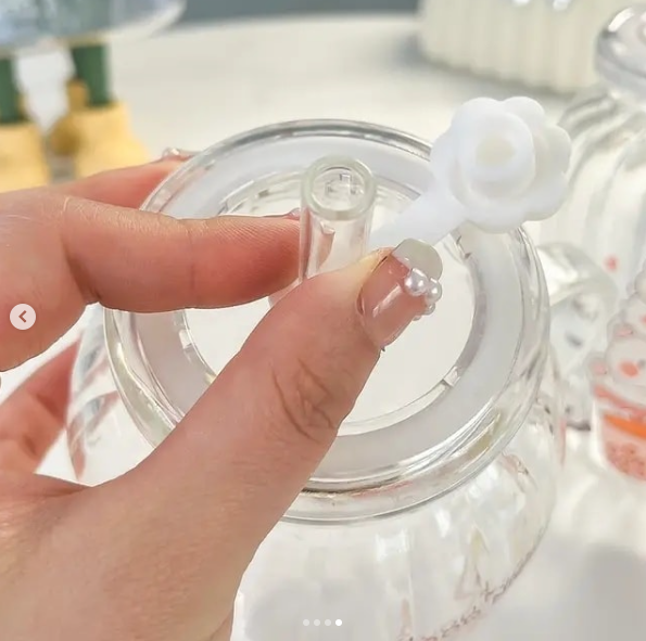 Glass Handle Drinking Cup with Lid &amp; Straw – 800ml / 27oz