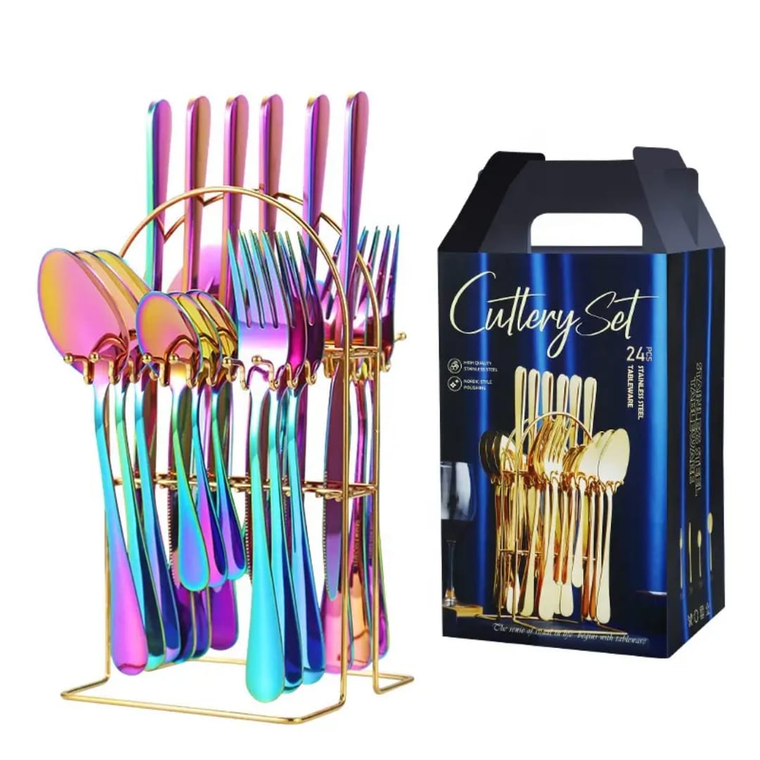 24-piece rose gold stainless steel silverware set