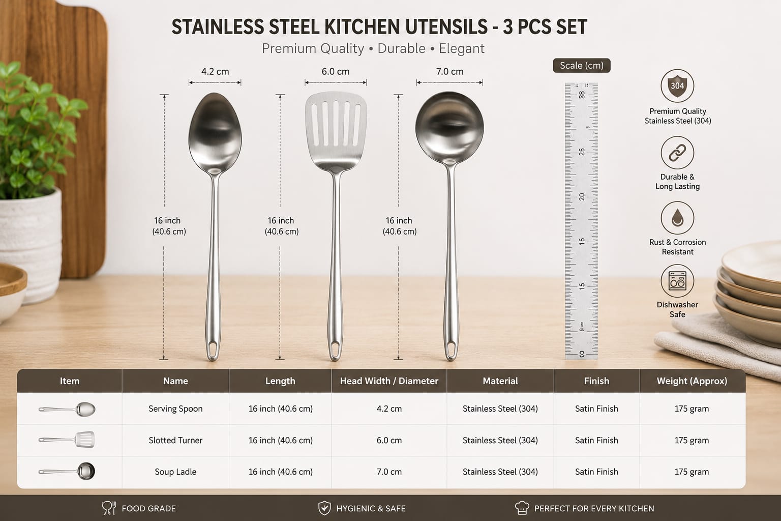 17-Inch 304 Stainless Steel Skimmer Ladle | Slotted Spider Strainer Spoon for Frying & Cooking