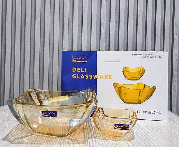 7 Pcs Custom Decorative Clear Glass Dish Set-