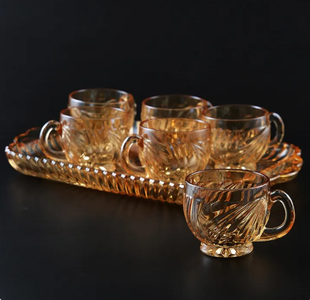 Red Cherry Colored Glass Teacup – Elegant Heat-Resistant Transparent Mug