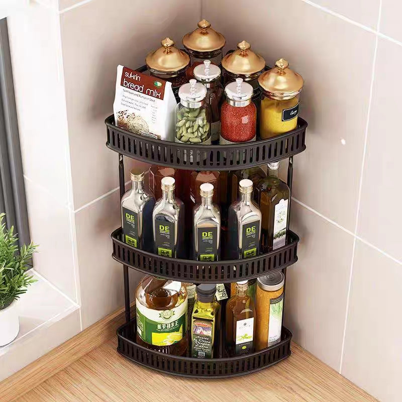 
2 tier wrought iron kitchen corner storage rack