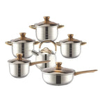 12 Pcs Stainless Steel Cookware Set with Lid