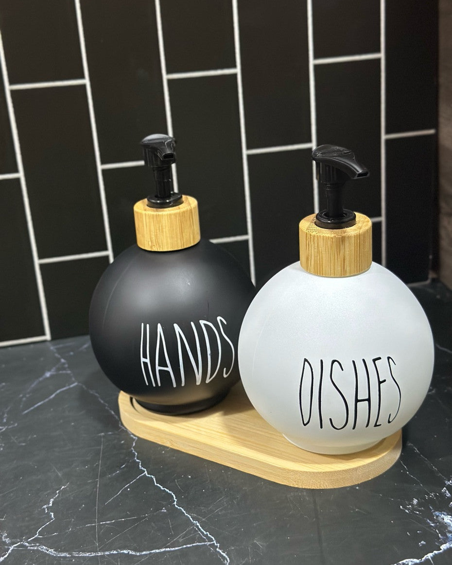 Round Glass Soap Dispenser Bottle – Kitchen Countertop Lotion &amp; Dish Soap Pump Bottle