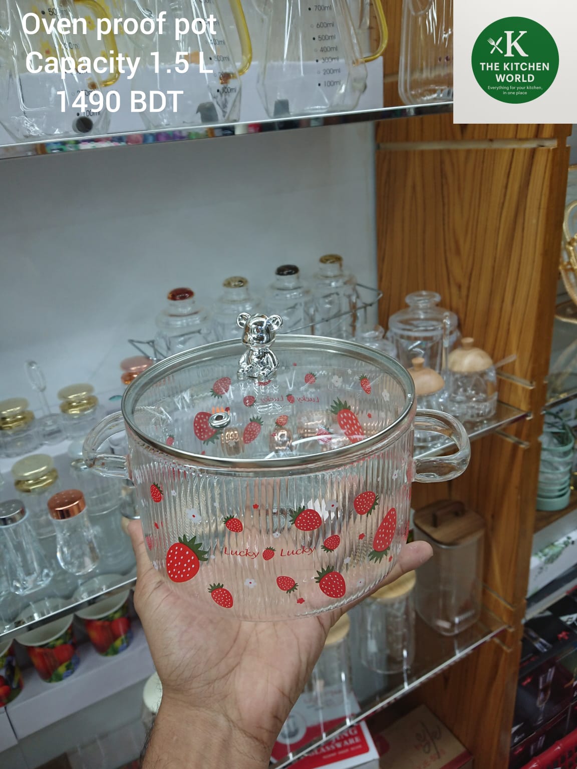 Cartoon Lid Flower Glass Cooking Pot – Heat Resistant &amp; Stove Safe
