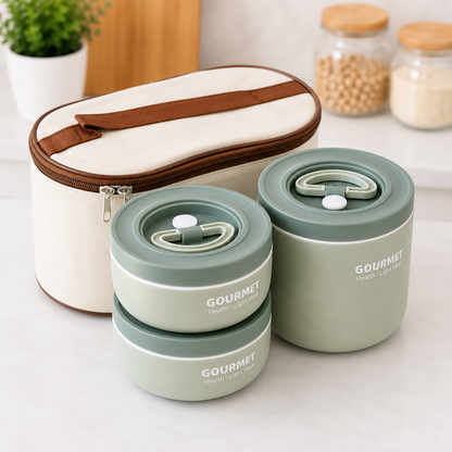 
3 Piece Stackable Stainless Steel Lunch Box for Daily Meals