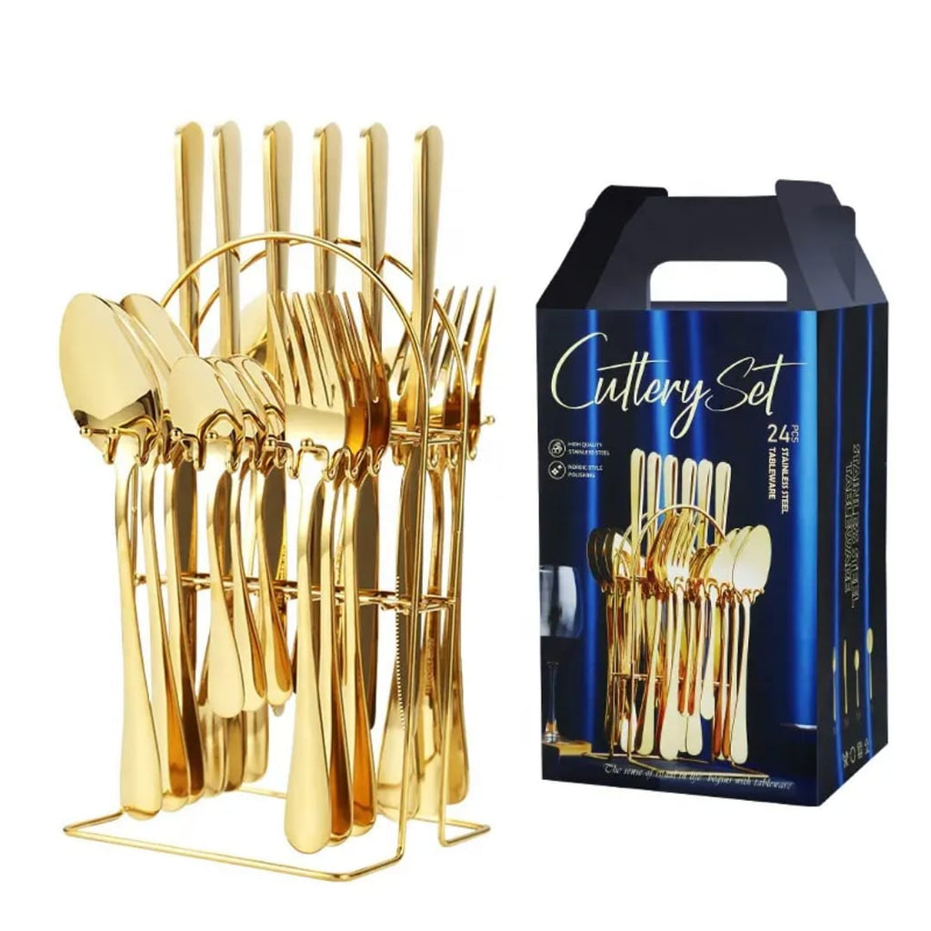 24-Piece Stainless Steel Silverware Set – Rose Gold