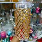 Hot Sale Eco-Friendly Luxury Golden Pattern Water Pitcher Set with Cups | Acrylic Drinking Jug &amp; Beer Pitcher