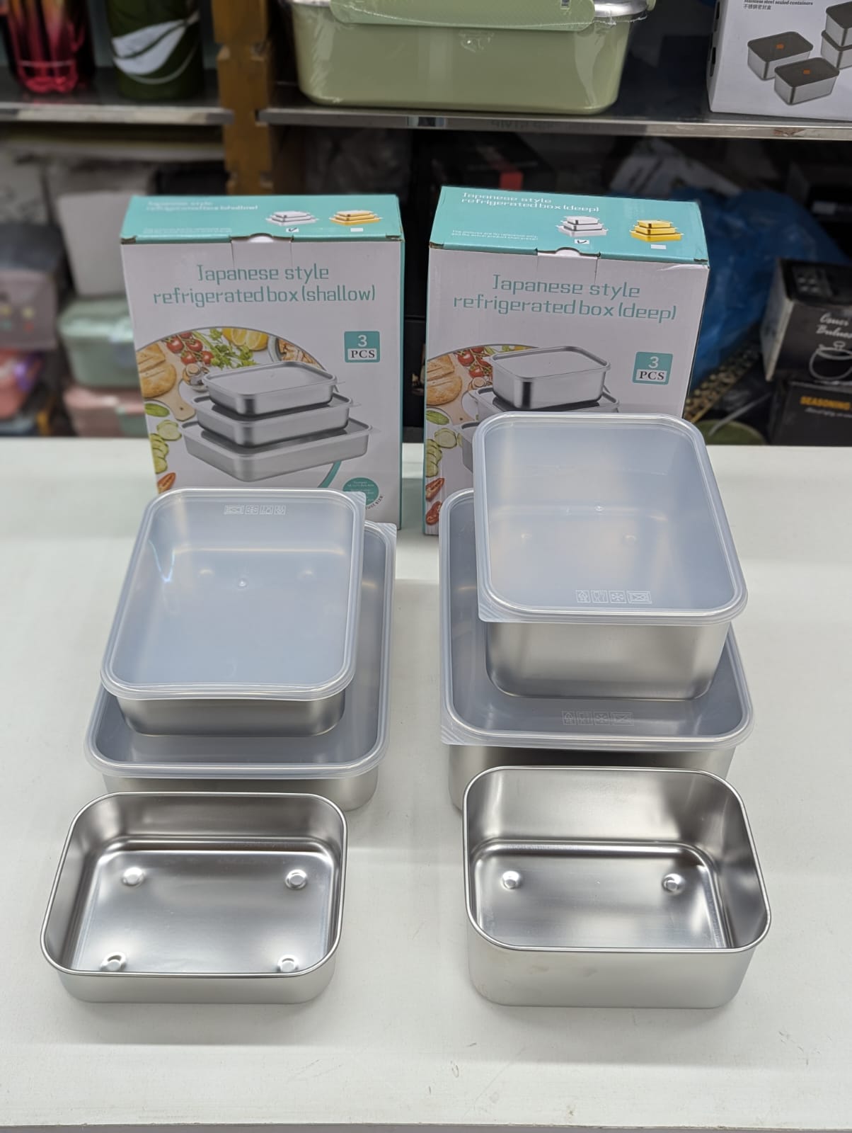 3 Piece Stainless Steel Food Storage Container Set with Airtight Fiber Lid