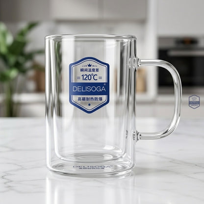 400ml Borosilicate Glass Coffee Mug with Colored Handle