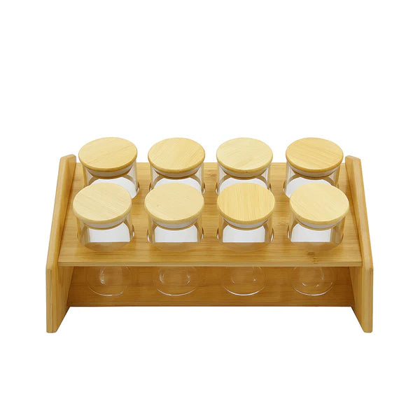 Multifunctional High Borosilicate Glass Airtight Jar Set with Bamboo Stand