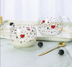 Love Printed Borosilicate Glass Cups – 6pcs Set | Heat Resistant Transparent Coffee &amp; Tea Mug Set