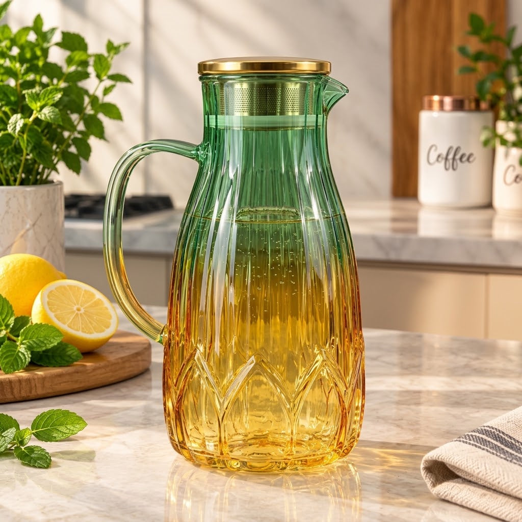 Borosilicate Flower Shape Glass Jug | Heat-Resistant Water & Beverage Pitcher | The Kitchen World